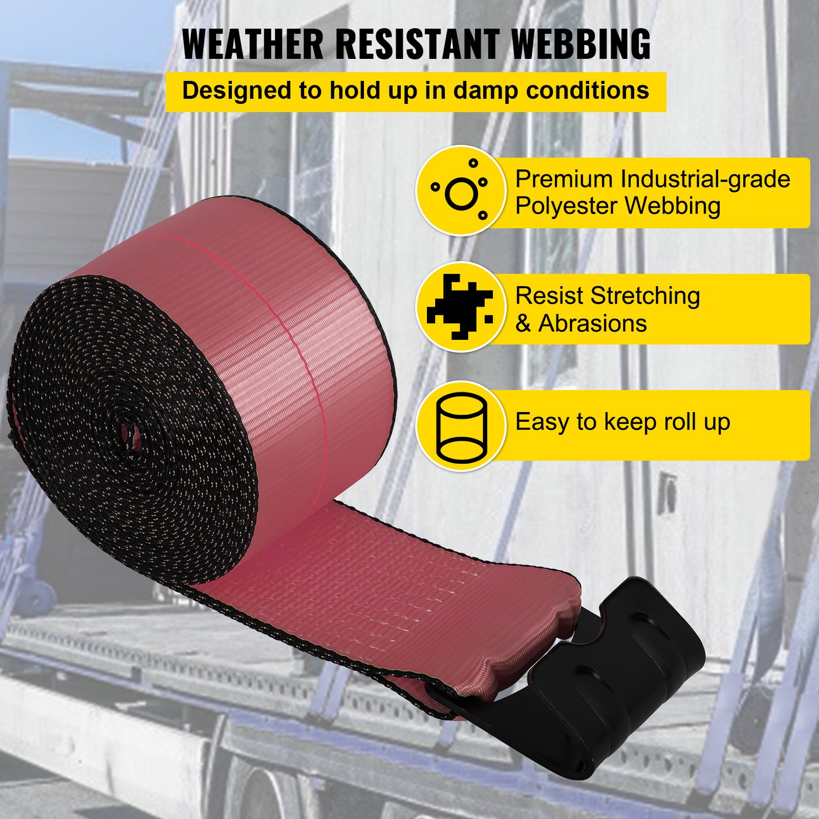 VEVOR Truck Straps 4" x30' Winch Straps with a Flat Hook Flatbed Tie