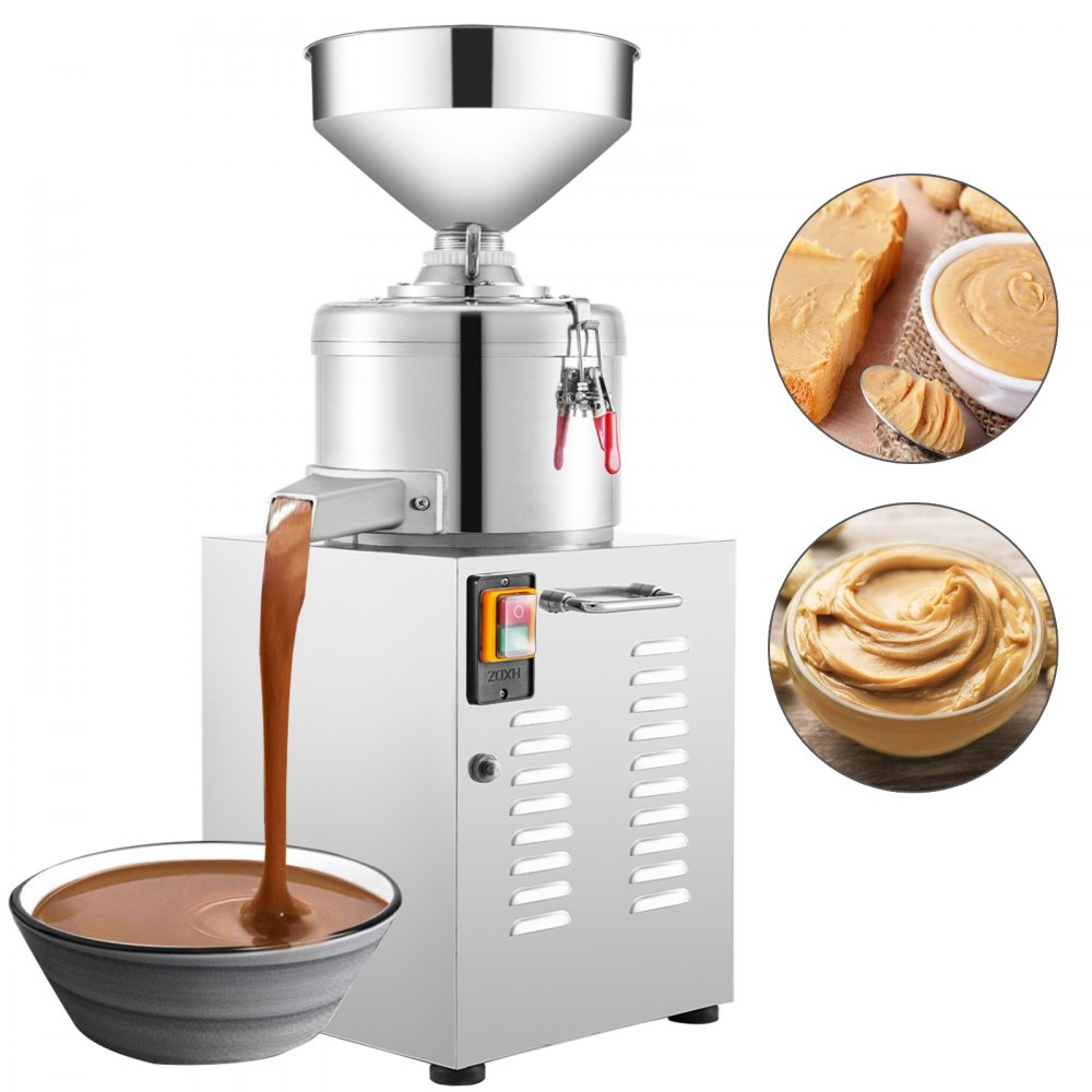VEVOR Commercial Peanut Sesame Grinding Machine, 15000g/h Stainless Steel  peanut butter machine, 110V Grinder Electric Perfect for Peanut Sesame 