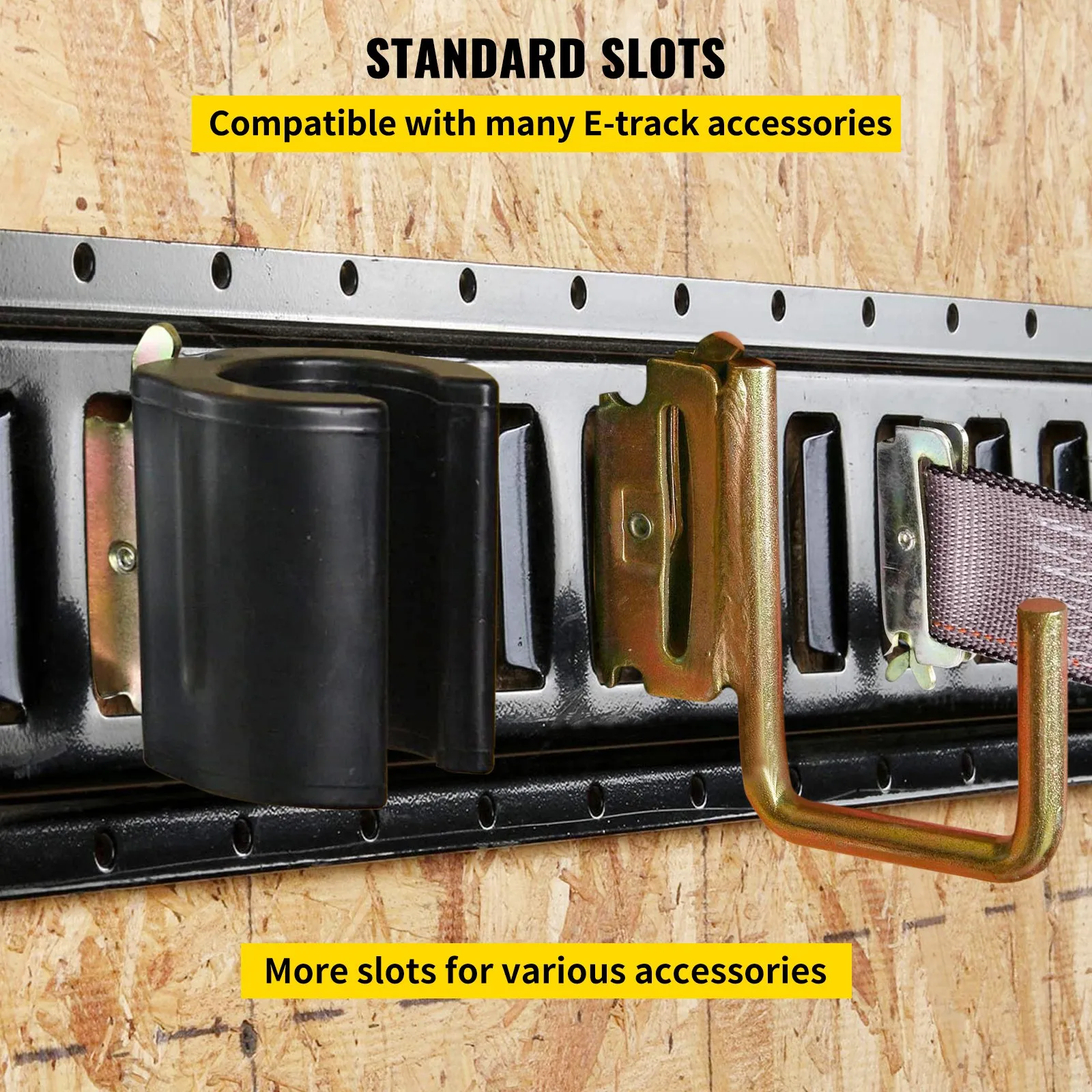 VEVOR E-Track Tie-Down Rail, 4PCS 5-FT Steel Rails w/Standard 1