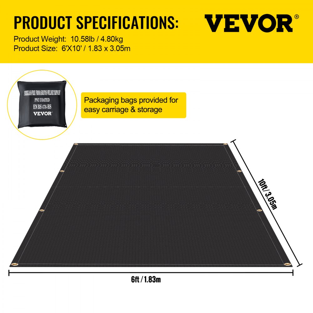 VEVOR Fire Blankets, 2 Pack Welding Blankets, 6' x 10' Fire Suppression ...