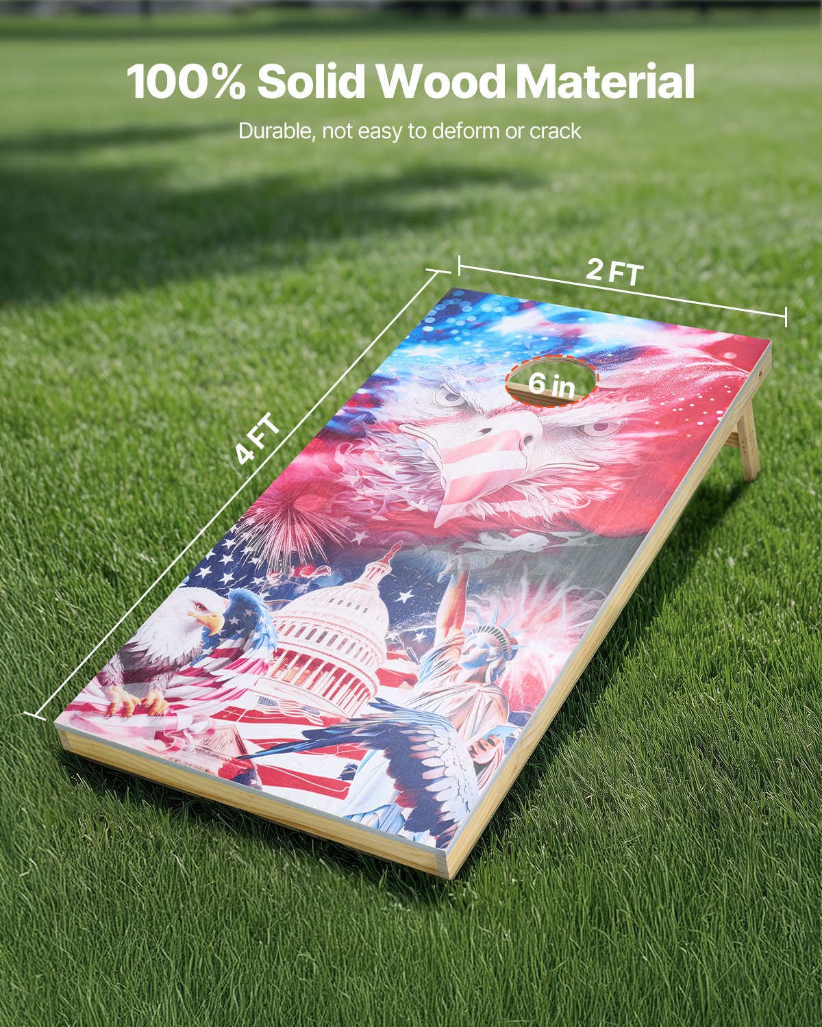 VEVOR Cornhole Set, 4x2 ft Corn Hole Game Boards, Solid Wood Portable ...