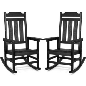 VEVOR 2 Pcs Porch Rocker, HIPS Outdoor Rocking Chair, High Back Patio ...