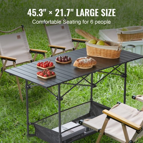 VEVOR Folding Camping Table Outdoor Portable Side Tables Lightweight Fold Up Table HWZDCZL200LBS0UE8V0