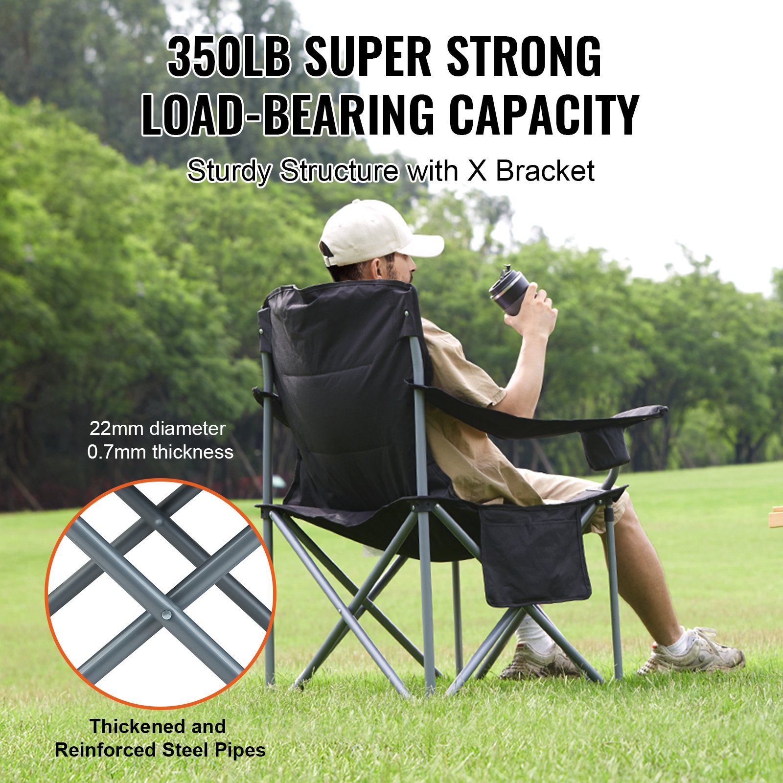 Camping Chair Alpha Camp Foldable Oversized Padded Heavy Duty