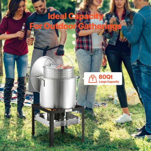 VEVOR 80 Qt Pot With Strainer – 100,000 BTU Propane Burner