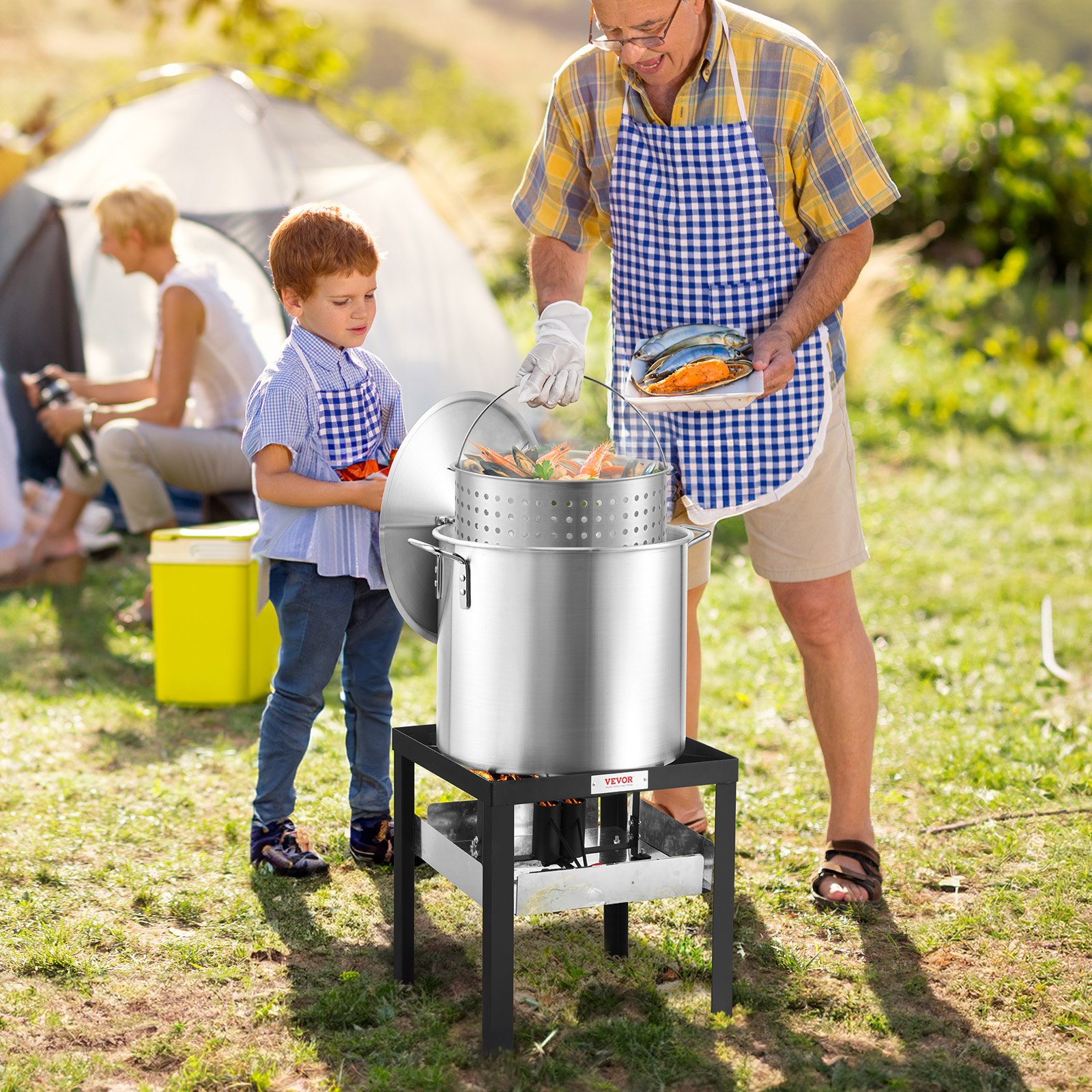 Juiluna 100Qt Aluminum Outdoor Seafood Boil Kit, Seafood Boil Pot With