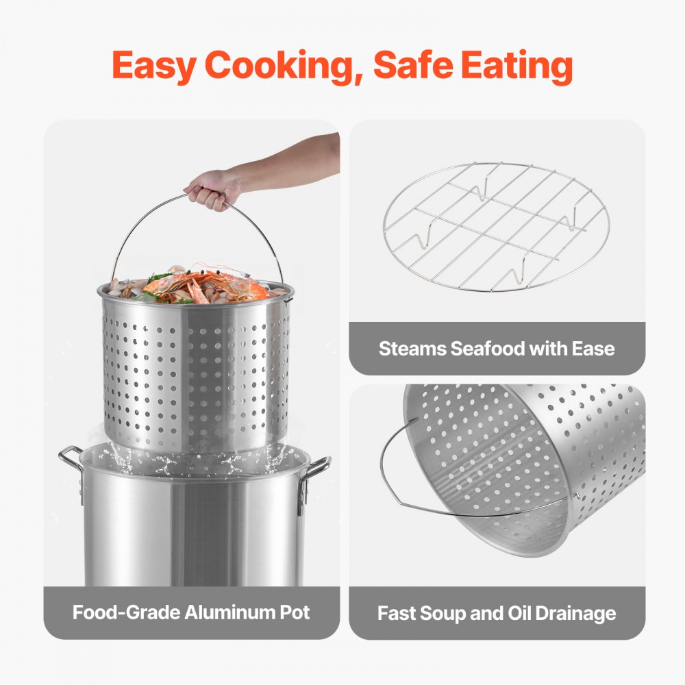 60 Qt Seafood Boiling Kit with Strainer Outdoor Crab Crawfish Cooking ...
