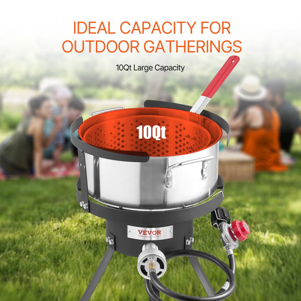 VEVOR Outdoor Deep Fryer with Basket – 10 Qt, 54,000 BTU