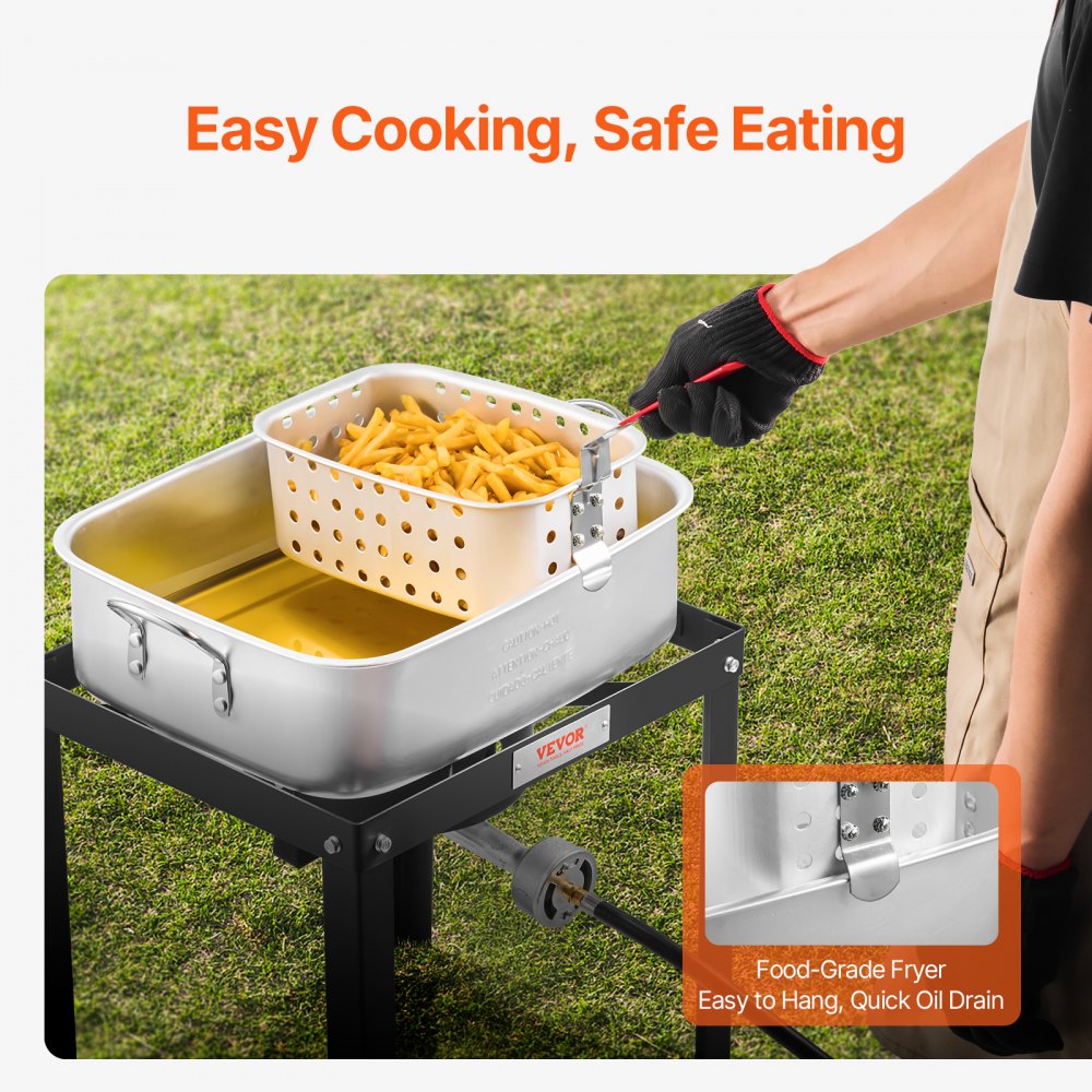 Fish Frier R 18 Qt Fish and Wing Fryer Aluminum Outdoor Propane Deep Fryer Kit with ...