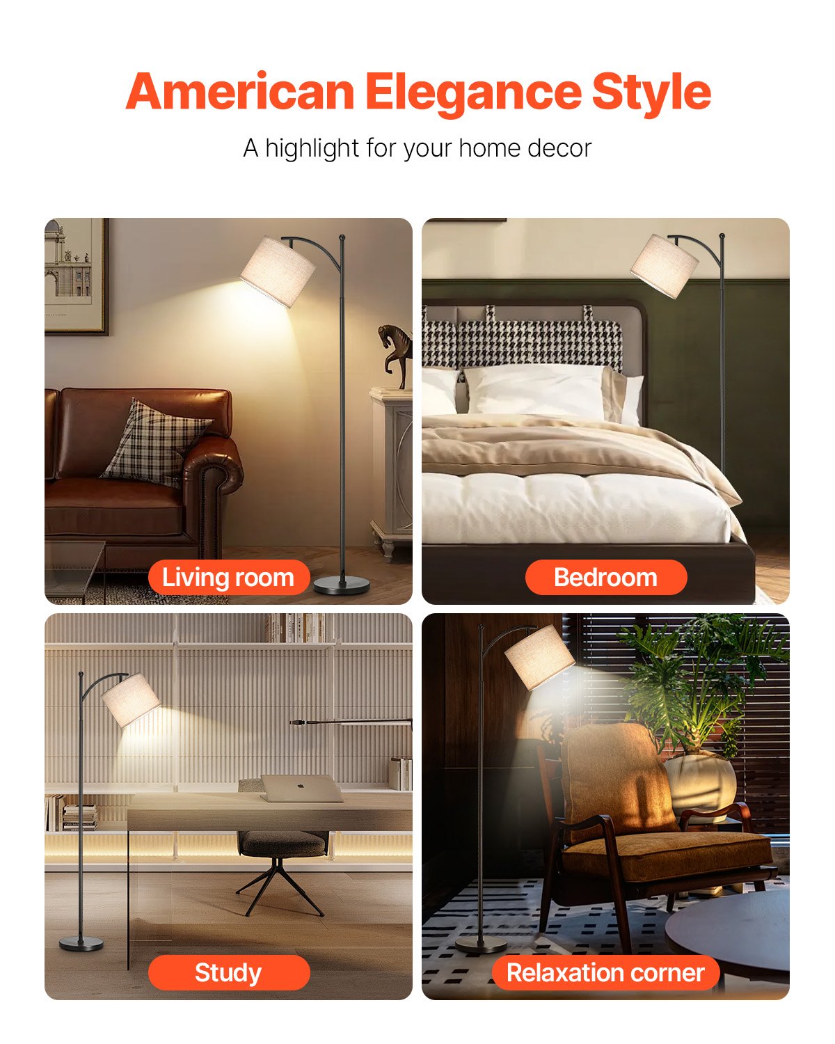 VEVOR Dimmable Floor Lamp, Color Temperature & Brightness Adjustable ...