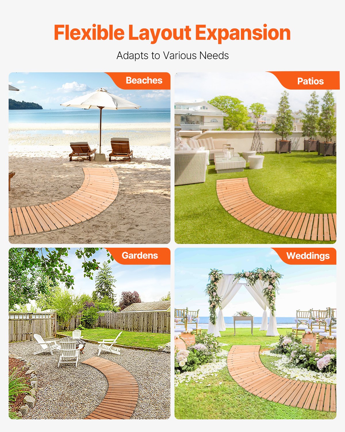thumbnail interactive-video image 1 of 10FT Roll Out Wooden Garden Pathway - Weather-Resistant Cedar Walkway For Outdoor Decor 1 of 3