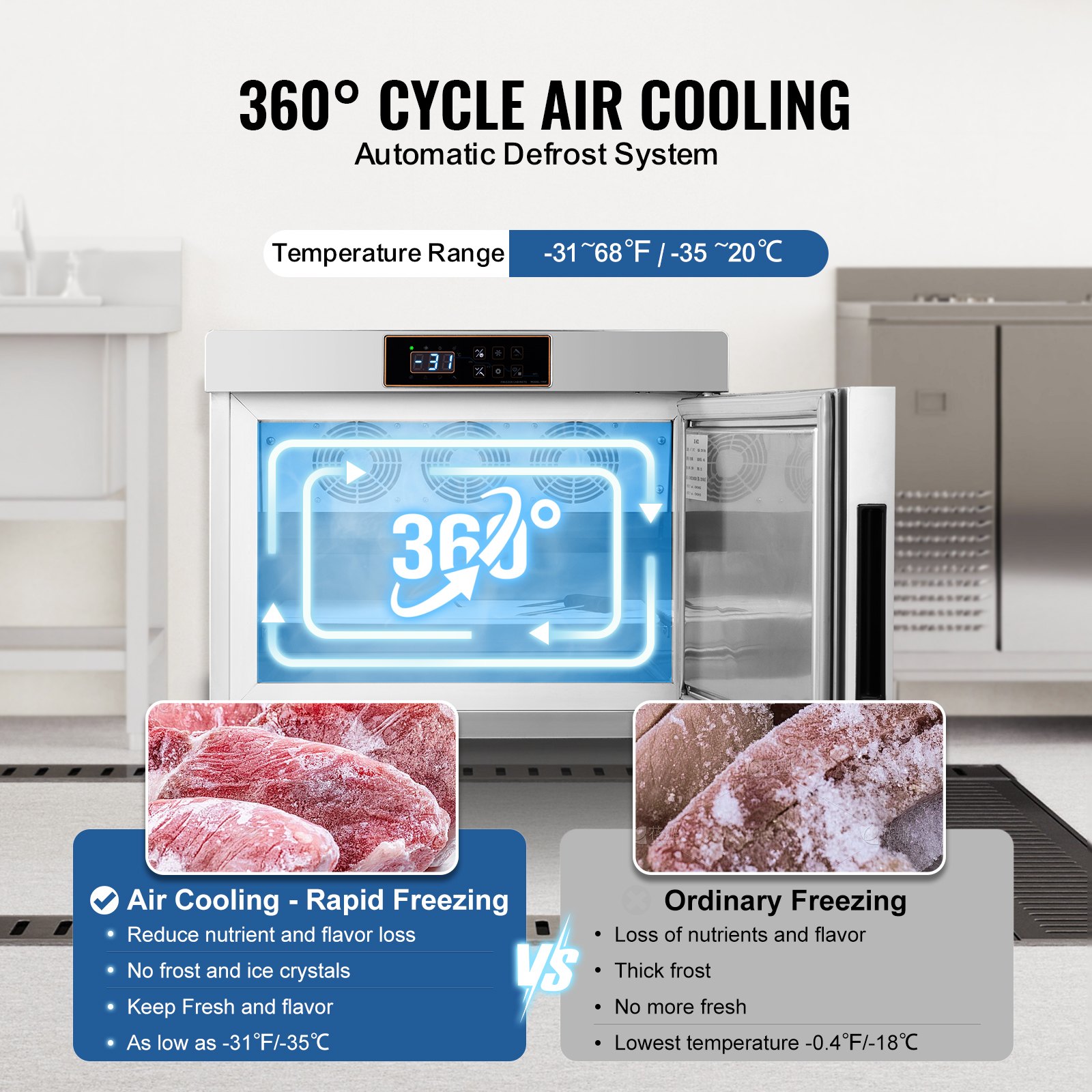 VEVOR Commercial Blast Chiller Freezer – 32 L / 1.1 Cu.ft