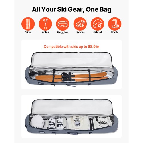 VEVOR Snowboard Bag For Flying – 65 Inch, 600D Fabric