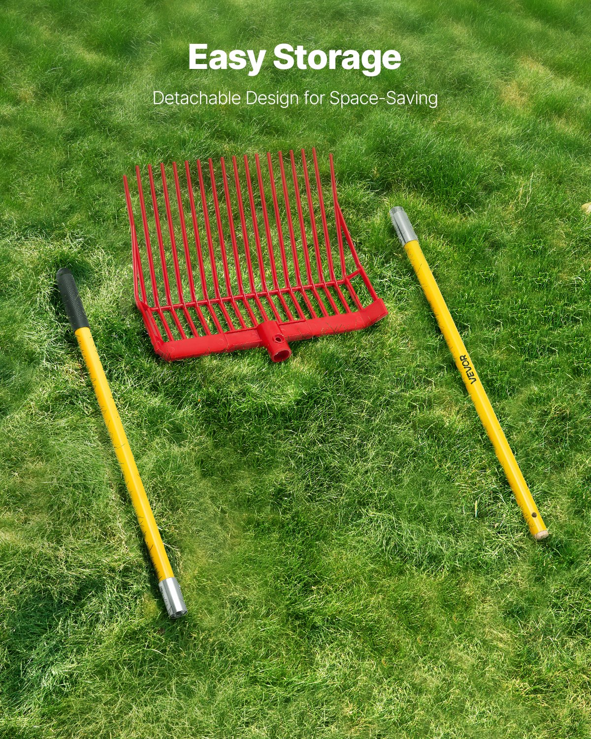 Muck Rake Ultimate VEVOR Manure Fork, 18 Angled Tines, Horse Manure Rake with Long ...