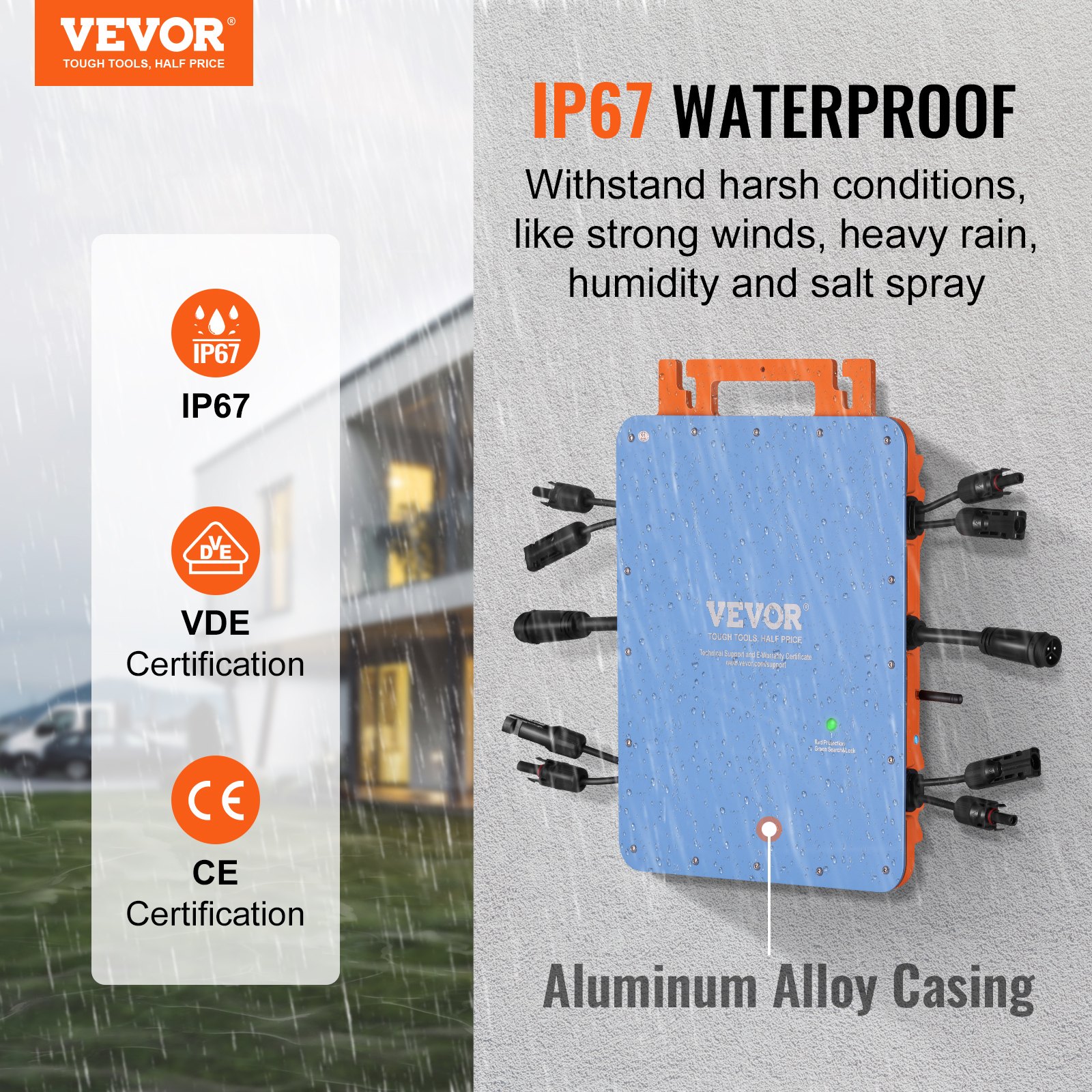 VEVOR Solar Grid Tie Micro Inverter, 1200W, Solar Micro Inverter, IP67 ...