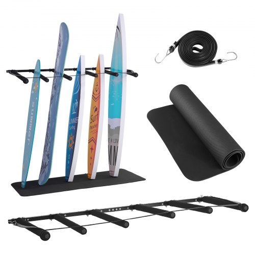 VEVOR Wall Mounted Surfboard Rack – 5 Tiers, 7.6 ft Rope