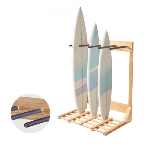 VEVOR Vertical Surfboard Stand, 4 Tiers Wooden Surfboard Rack for