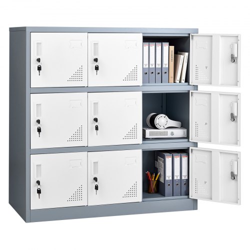 VEVOR 9 Doors Metal Locker, Lockable Steel Storage Cabinet, 66 lbs