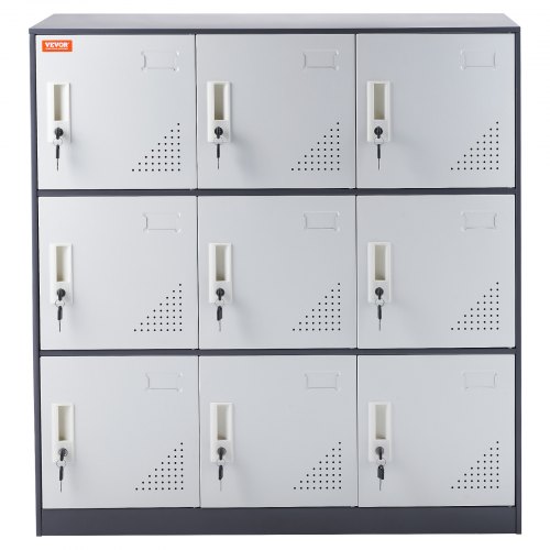 VEVOR Metal Locker for Employees, 9 Doors Storage Cabinet with Card ...