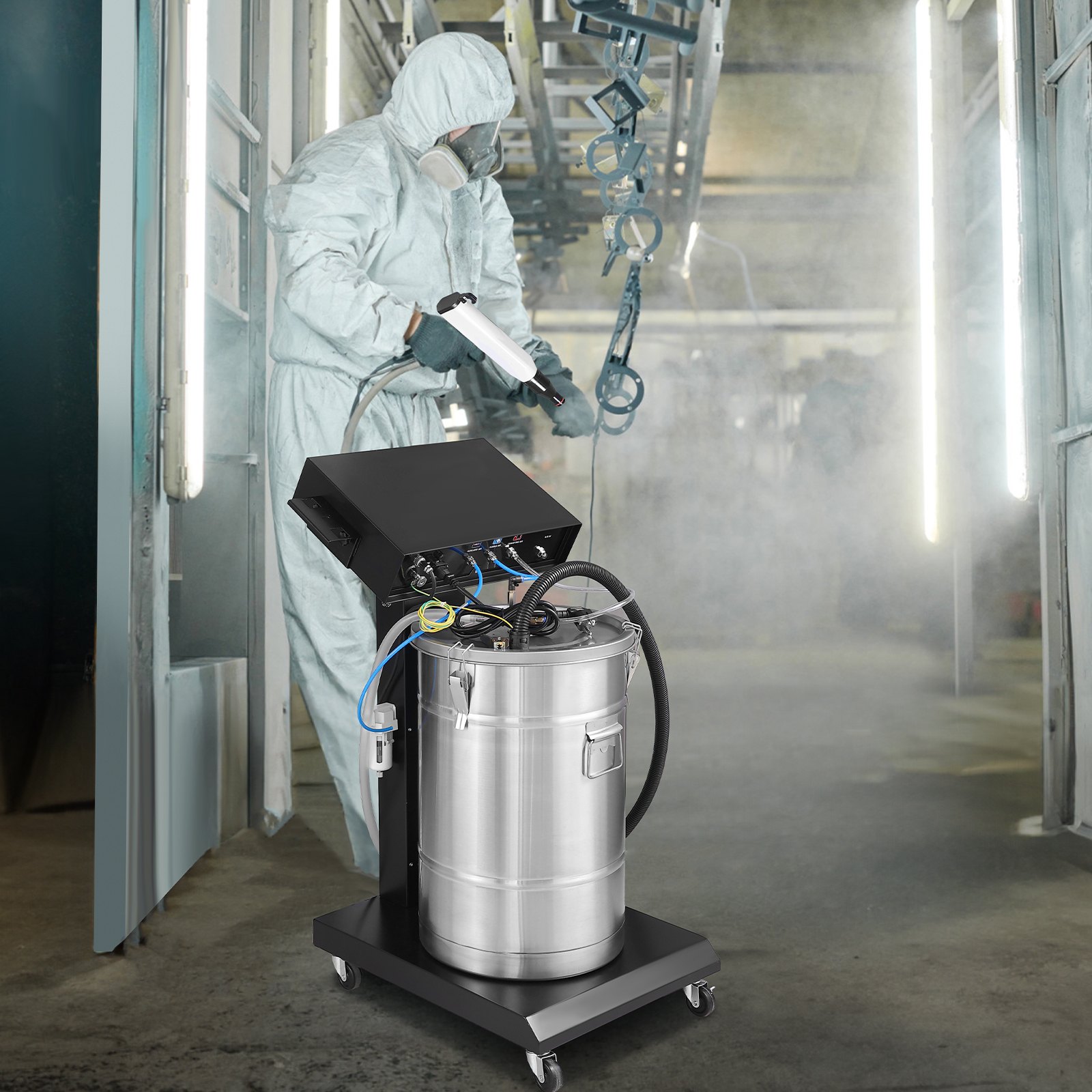 Powder Paint Kit VEVOR Powder Coating System, 40 W 100KV Electrostatic Output Powder ...