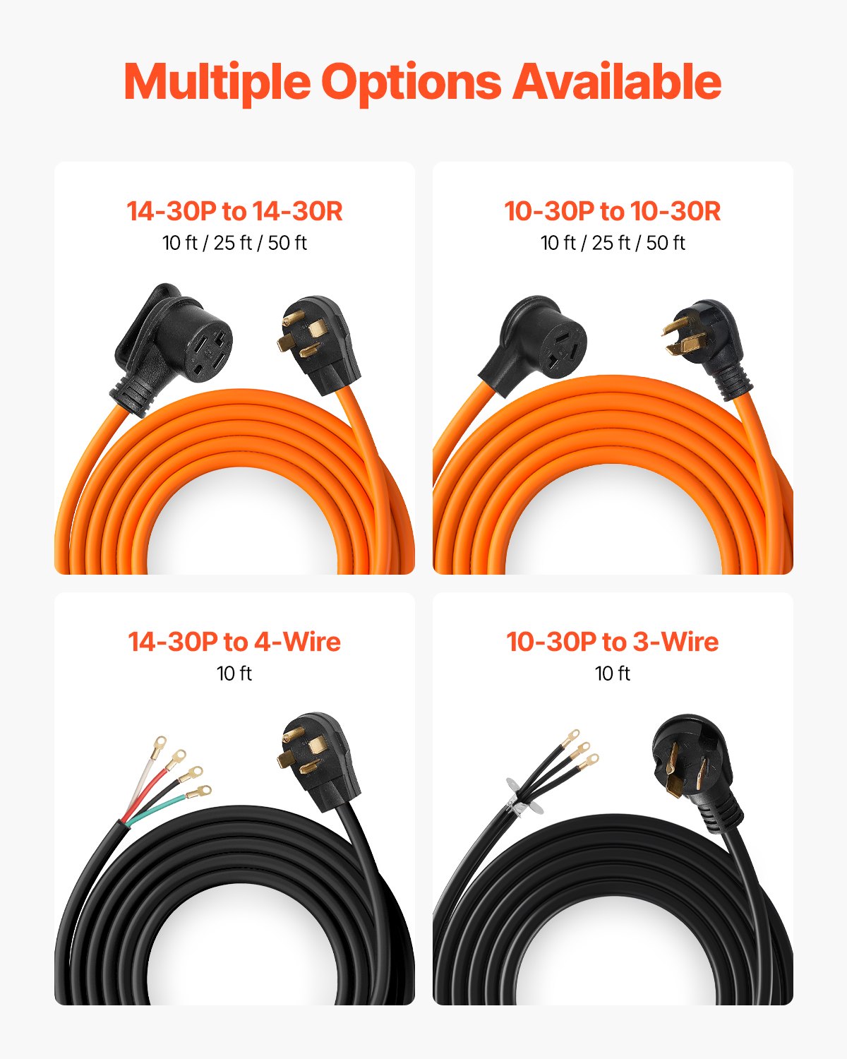 VEVOR Cable de extensión para secadora VEVOR de 3 m, 3 clavijas NEMA 10 ...