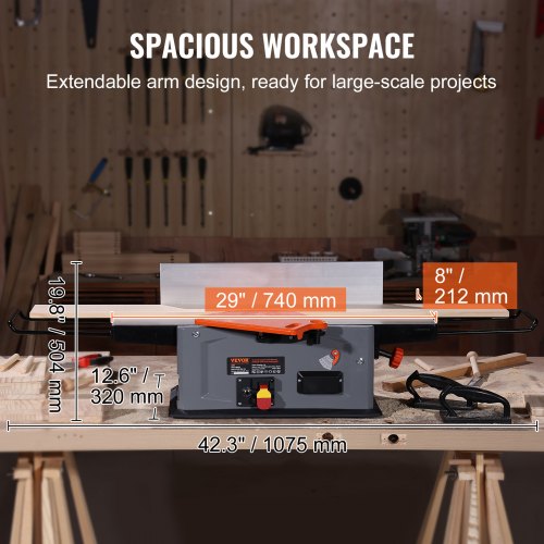 VEVOR Spiral Benchtop Jointer, 8-Inch, 2HP 10000 RPM Bench