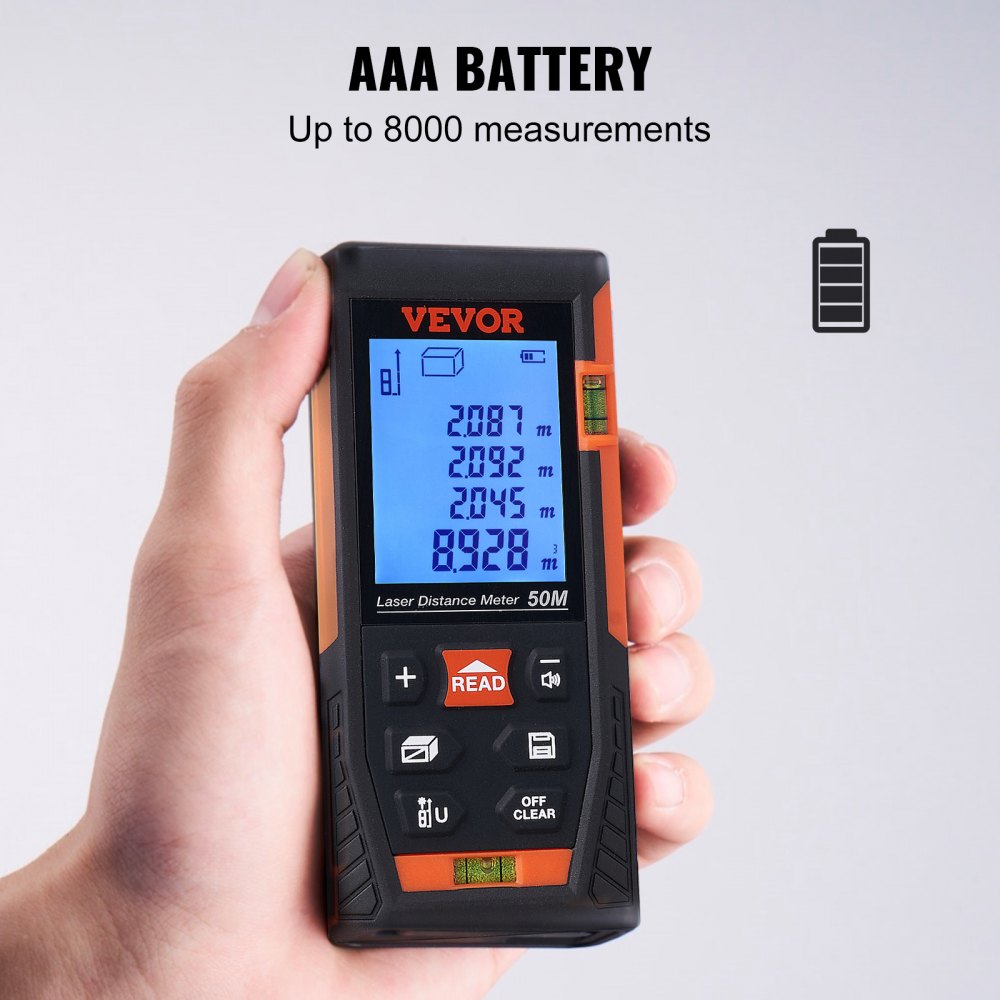 ProTap Laser Measure - 165ft Distance Meter With 1.4" LCD, Rechargeable, For DIY & Construction