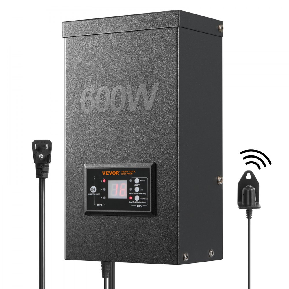 VEVOR 600W Low Voltage Landscape Transformer with Timer and Photocell ...