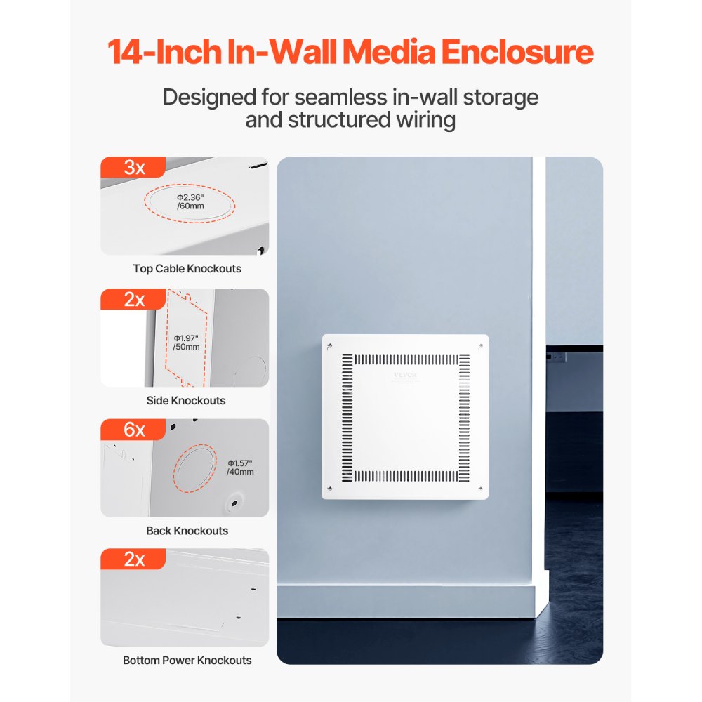 VEVOR Structured Wiring Enclosure - 14-Inch Steel Box