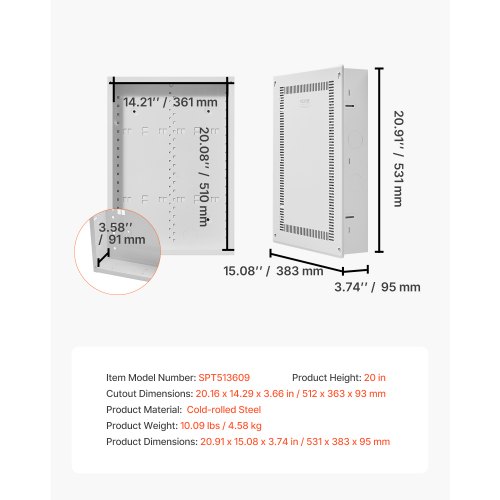 Structured Media Enclosure 20 in Recessed in-Wall TV Media Box with ...