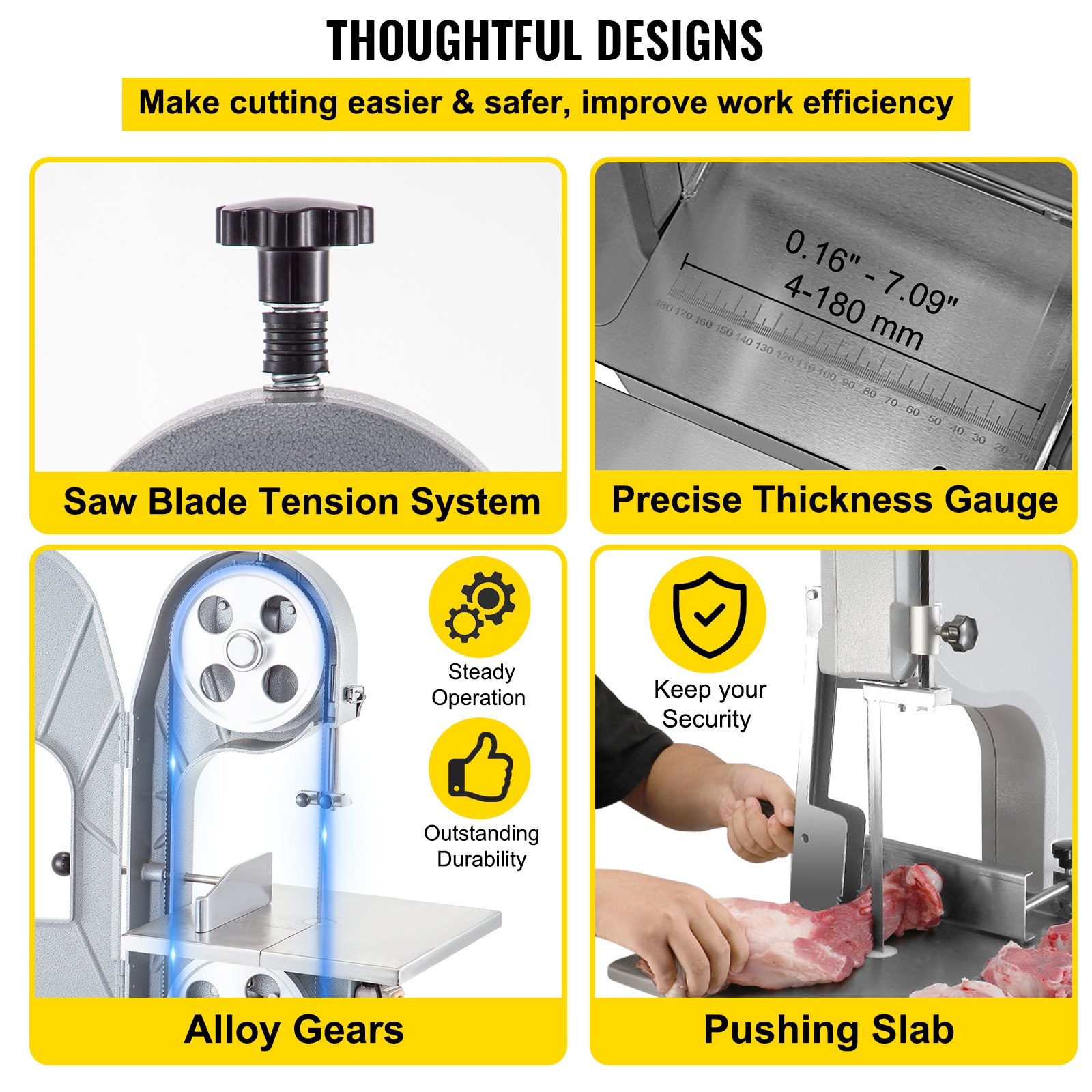 VEVOR 110V Bone Saw Machine, 850W Frozen Meat Cutter, 1.12HP Butcher ...