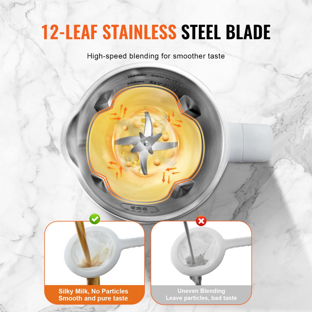 VEVOR Nut Milk Maker, 9in1 Soy Milk Maker with 12Leaf Blades, 800ML