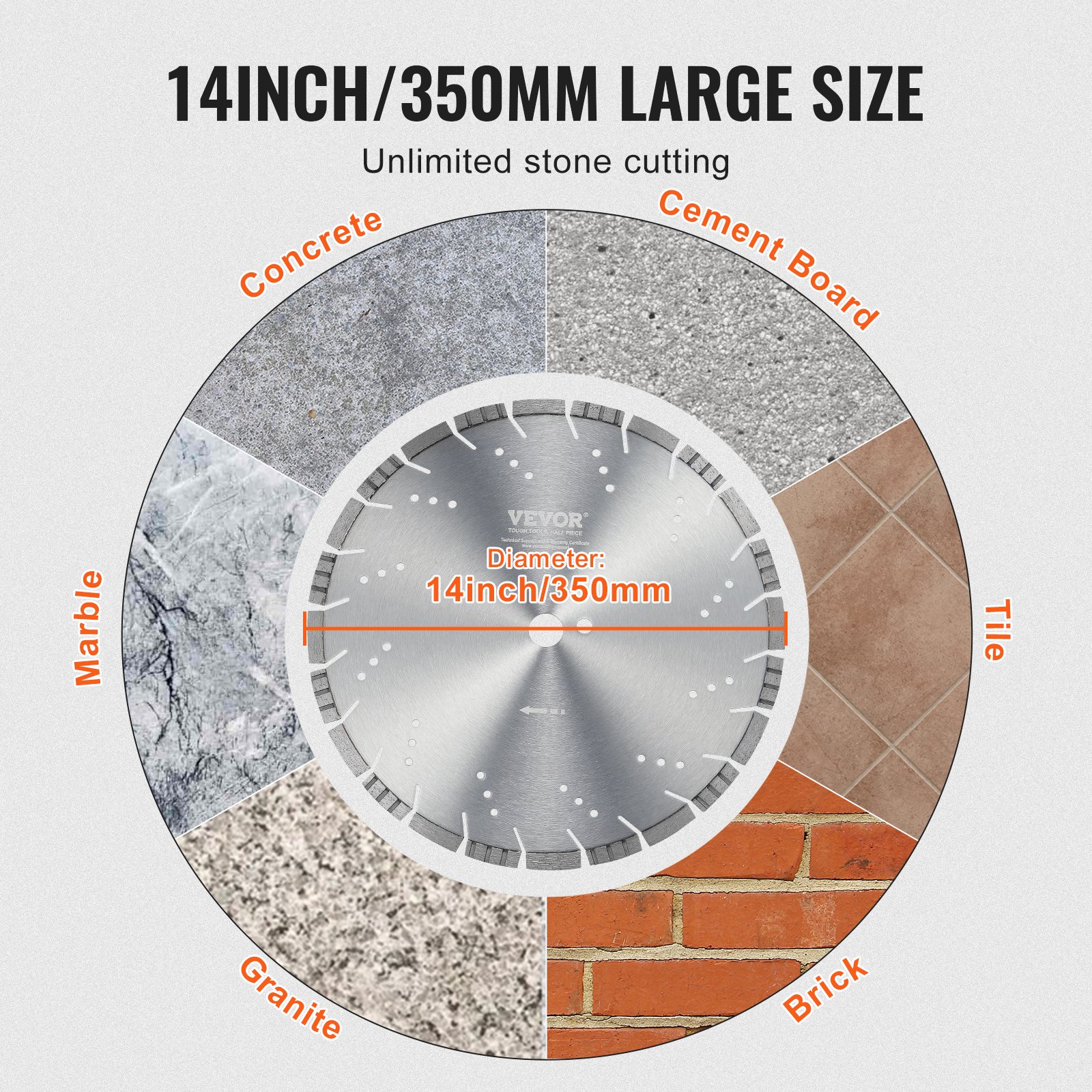 VEVOR Diamond Blade, 14inch/350mm Concrete Saw Blade Wet or Dry, 0 ...
