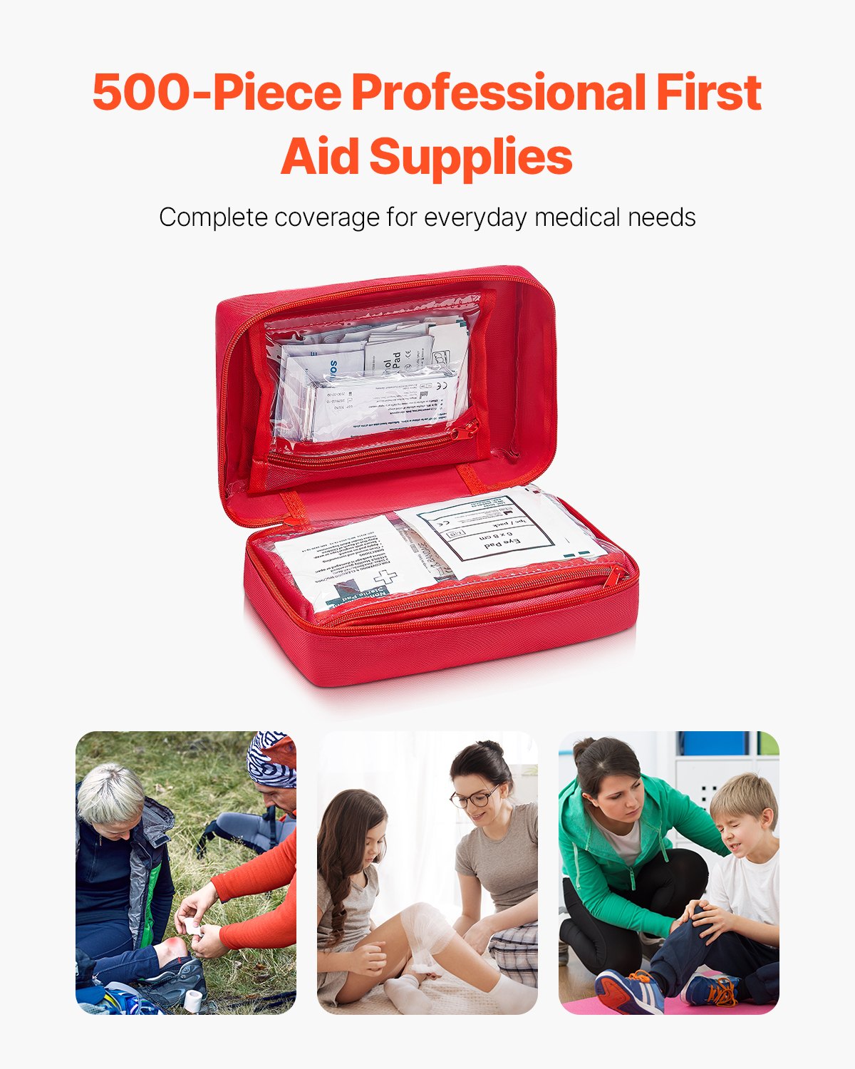 VEVOR Emergency First Aid Kit – 500-Piece Survival Bag