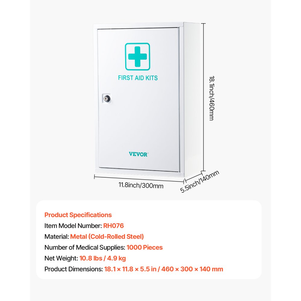 First Aid Drawer Box VEVOR Wall Mountable First Aid Box – 3-Shelf, 1000 Pieces