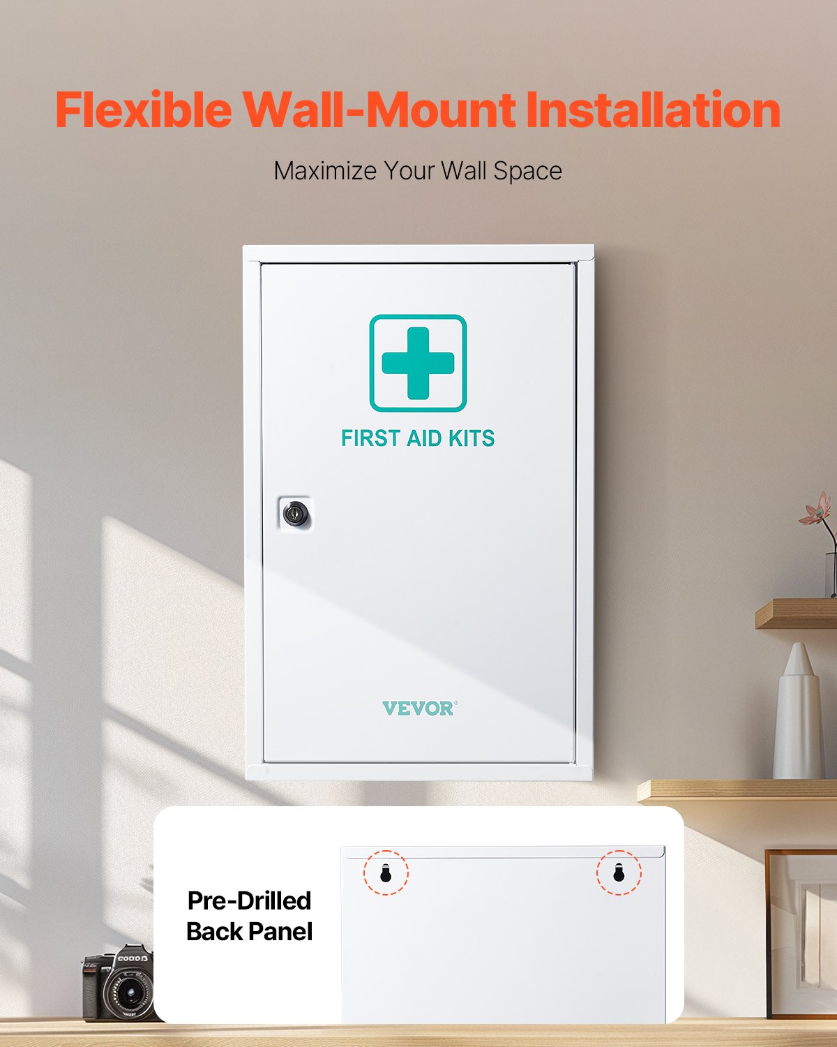 VEVOR Wall Mountable First Aid Box – 3-Shelf, 1000 Pieces
