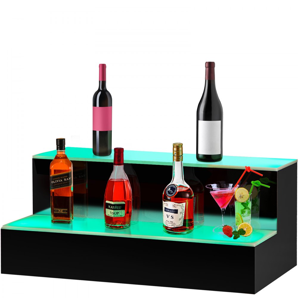 VEVOR LED Lighted Liquor Bottle Display Shelf, 20-inch LED Bar Shelves ...