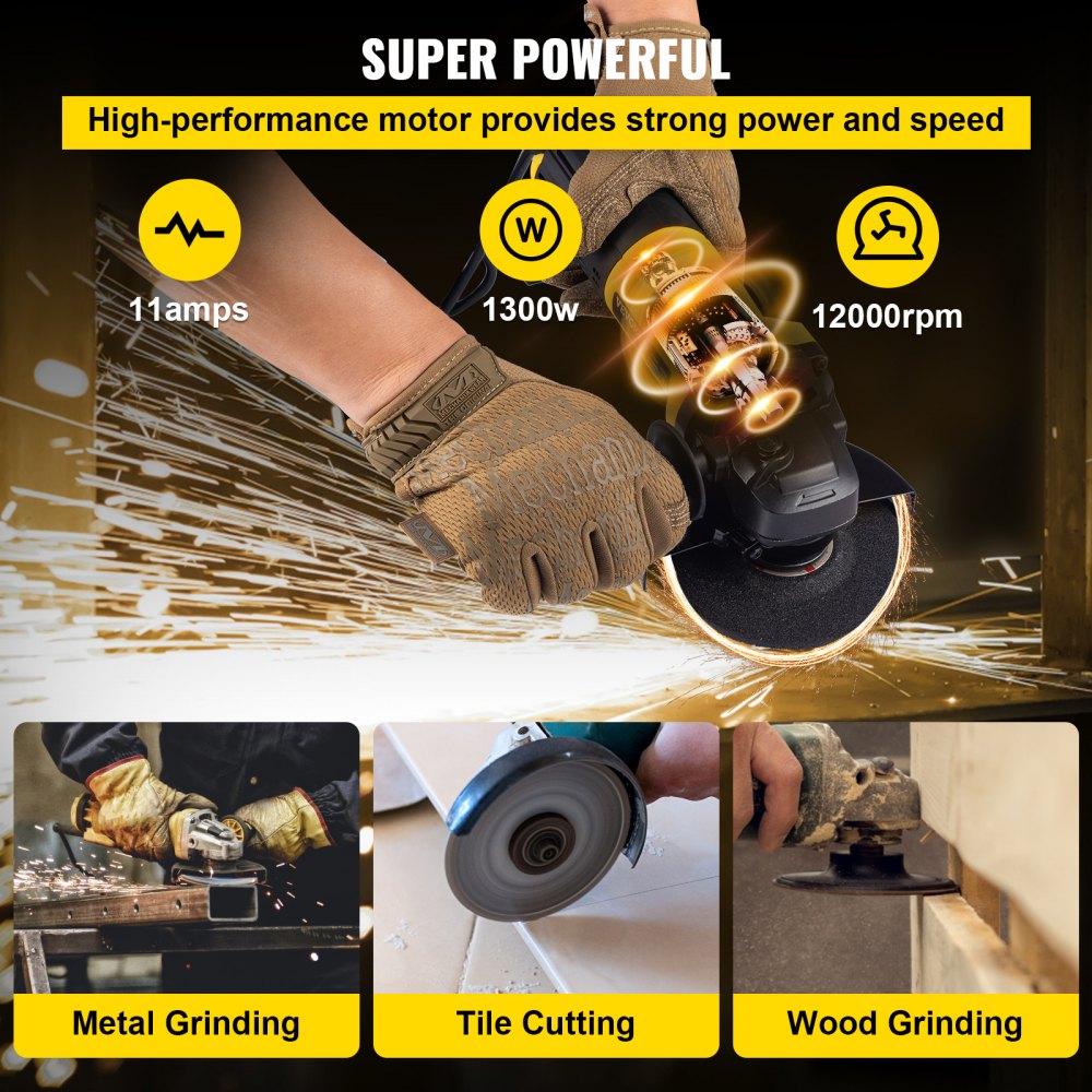 VEVOR Angle Grinder, 4-1/2 Inch Powerful Grinder Tool 11Amp Power ...