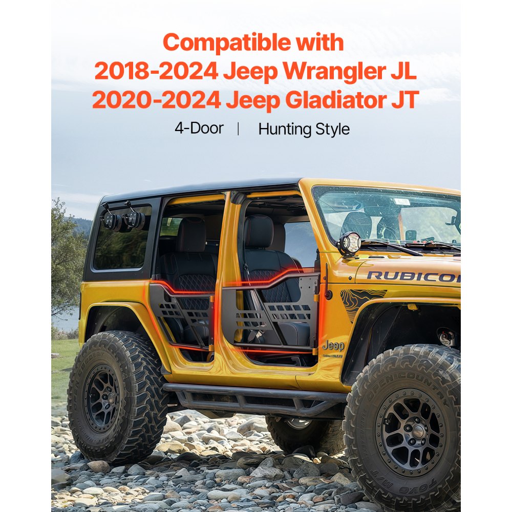 VEVOR Jeep Tube Doors – 2018-2024 JL/JT, 4-Door Steel Set