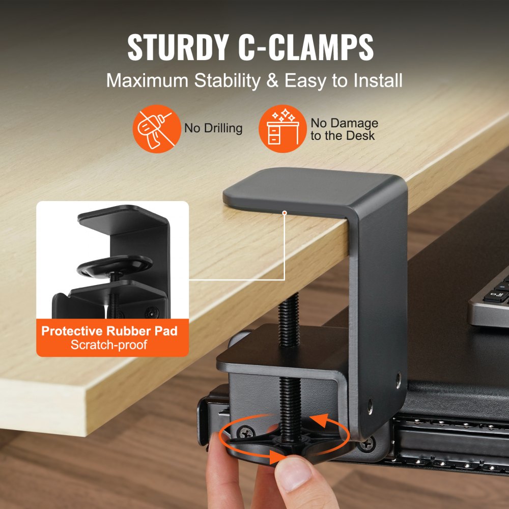 Key Keyboard Clamp VEVOR Clamp on Keyboard Tray Under Desk, Desk Keyboard Tray Slide out ...