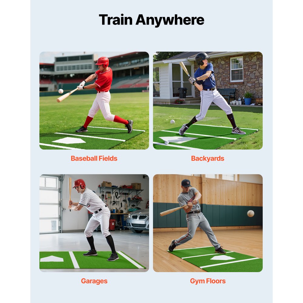 Softball Rug VEVOR 10x3.8 ft Baseball Softball Hitting Batting Mat, Indoor/Outdoor ...