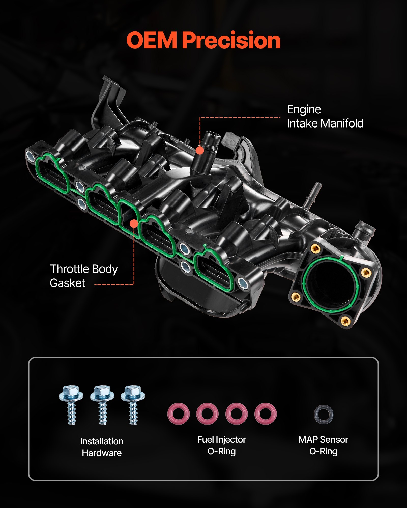 VEVOR Intake Manifold, with Gasket, Engine Intake Manifold Assembly ...