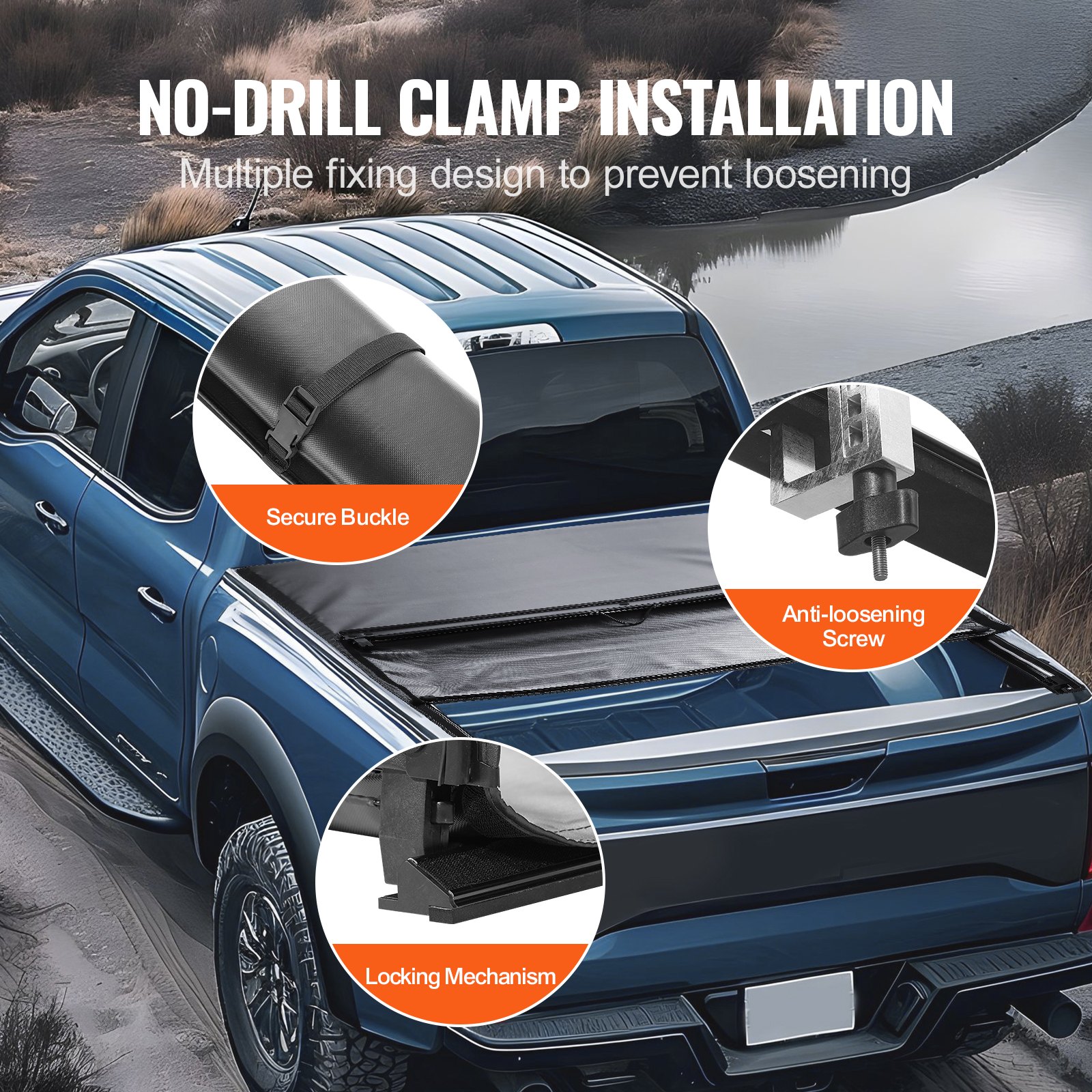 VEVOR Truck Bed Cover, Roll Up Truck Bed Tonneau Cover, Compatible with