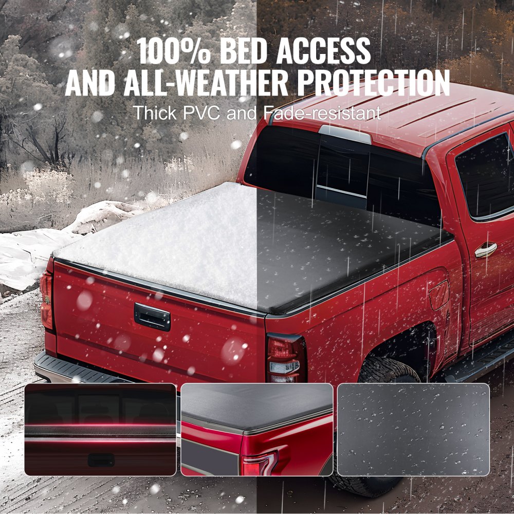 VEVOR Truck Bed Cover, Roll Up Truck Bed Tonneau Cover, Compatible with ...