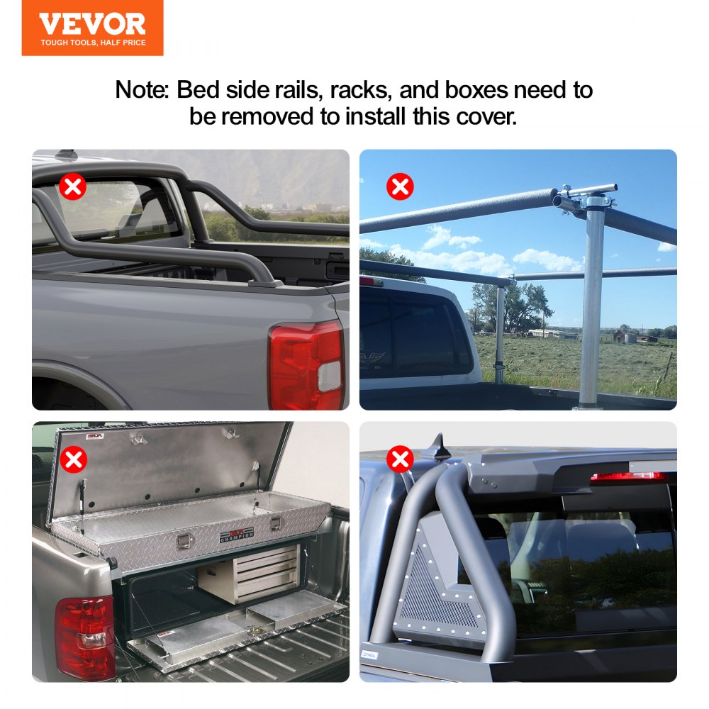 VEVOR Truck Bed Cover, Roll Up Truck Bed Tonneau Cover, Compatible with ...