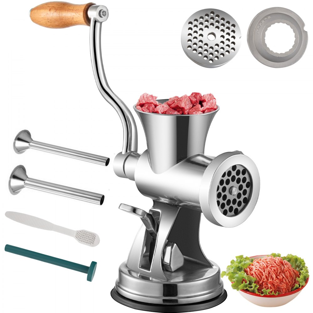 VEVOR Hand Operated Meat Grinder 304 Stainless Steel Manual Meat Grinder Multifunction Crank Meat Grinder Sausage Maker Powder Grinder Household