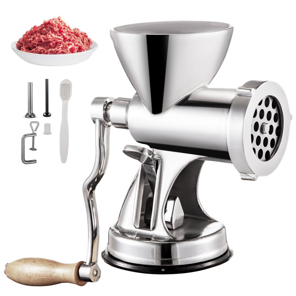 VEVOR Meat Grinder Manual 304 Stainless Steel Hand Suction Cup Base Clamp with Filling Nozzle for Vegetables Grinding Sausage Stuffing