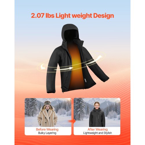 VEVOR Heated Jacket For Men – 7.4V, 8000mAh Battery, L Size