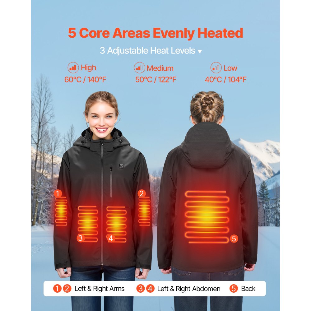 VEVOR Heated Jacket for Men with 7.4V Battery, Soft Shell Electric ...