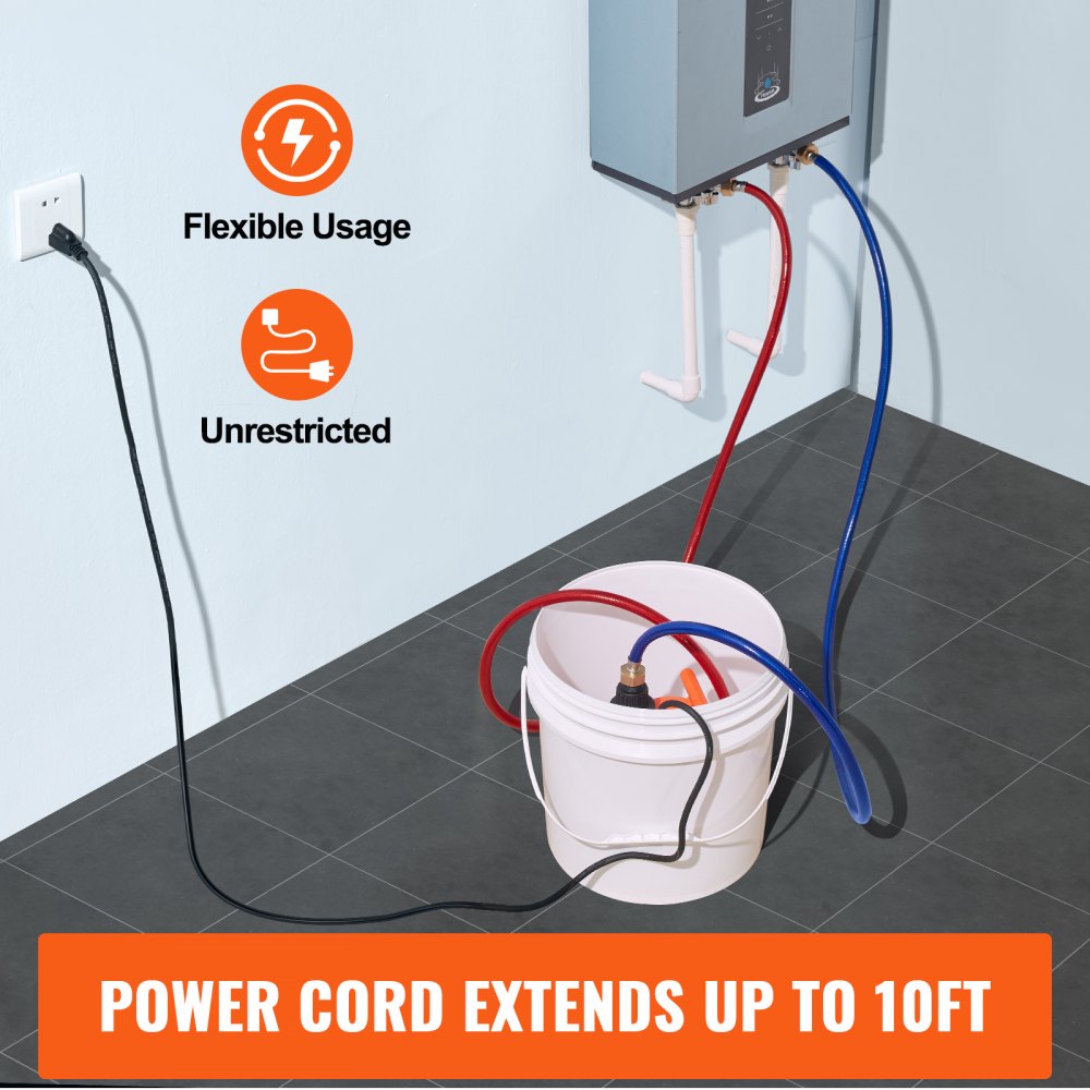 VEVOR Tankless Water Heater Flushing Kit, Includes Efficient Pump & 3.7 ...